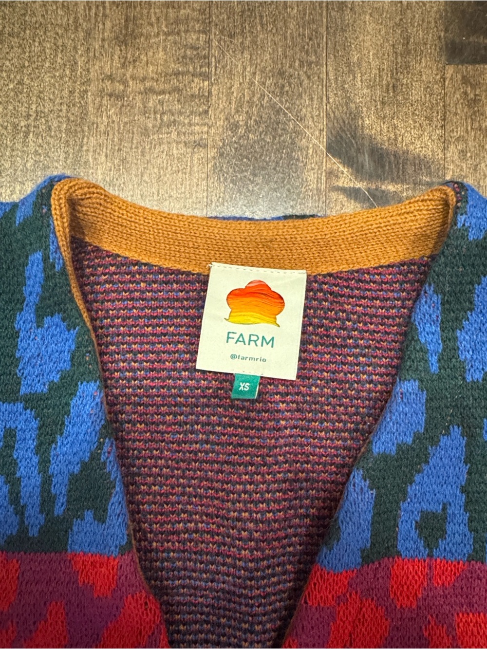 Farm Rio Colorblock Leopard Print Knit Cardigan - Multicolor - Picture 2 of 3